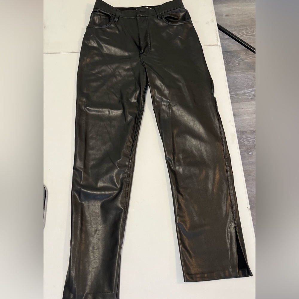 Abercrombie & Fitch Black Faux Leather Straight-Leg Jeans